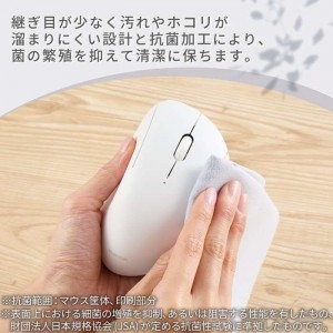 【代引不可】Bluetooth マウス ホワイト 静音 ワイヤレス 3ボタン エルゴノミクス  Windows 11 Mac Chrome Android iPhone iPad 対応  抗菌 Mサイズ SHELLPHA エレコム M-SH10BBSKWH