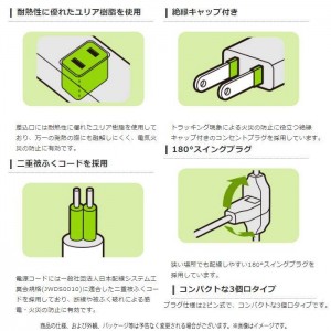 【代引不可】コンセント スイングプラグタップ 3個口 1m ホワイト コンセントタップ 電源タップ 100cm 壁からプラグが出っぱらない スイングプラグ エレコム T-S02N-2310WH