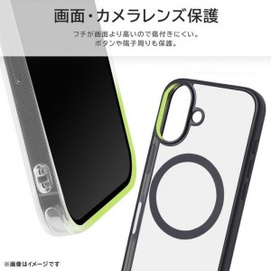 iPhone 16 Plus Like standard MagSafe対応 マグネットアクセサリー対応 衝撃吸収 バンパー マット メタリック ハイブリッドケース / ライトブルー レイアウト RT-P48MG3/LAM