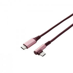 【代引不可】USB-C ケーブル USB Type C to Type C 2m L字 PD 60W  MacBook iPad iPhone パソコン スマホ タブレット 等 タイプC 機器対応  急速充電 ILMF ピンク エレコム U2C-CCL20NPN-IL