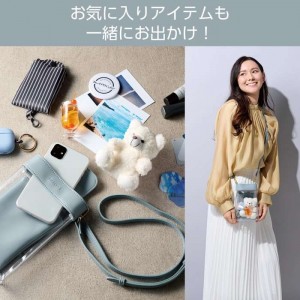 【代引不可】MAPOCHE スマホ汎用ショルダーポーチ クリアポケットタイプ ダスティブルー スマホポシェット ななめ掛け ショルダー  エレコム P-MAP06BU