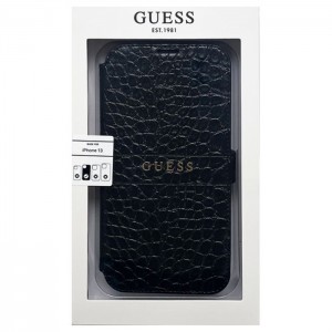 GUESS 公式ライセンス iPhone 13 6.1インチ 2眼モデル PUレザー 手帳型ケース ブランド シンプル おしゃれ ブラック エアージェイ GUBKP13MPCRBBK