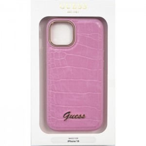 GUESS（ゲス） iPhone14用 クロコ調 背面ケース ピンク エアージェイ GUHCP14SHGCRHP