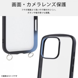 iPhone 16  Pro Like standard Puffull 耐衝撃 バンパー ストラップ金具付き ハイブリッドケース / グレー レイアウト RT-P47CMD1/GR