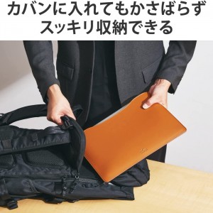 【即納】【代引不可】MacBookPro/Air 13インチ 13.6インチ ( M2 2022 M1 2020 2019 2018 ) 用 パソコン ケース カバー スリーブタイプ ソフトレザー 内側起毛素材 スリム キャメル エレコム BM-IBSVM2213CA