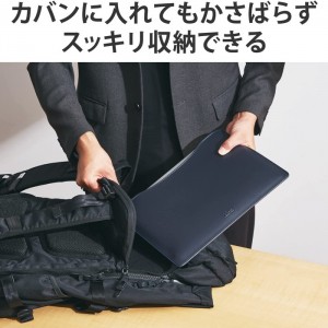 【即納】【代引不可】MacBookPro/Air 13インチ 13.6インチ ( M2 2022 M1 2020 2019 2018 ) 用 パソコン ケース カバー スリーブタイプ ソフトレザー 内側起毛素材 スリム ネイビー エレコム BM-IBSVM2213NV