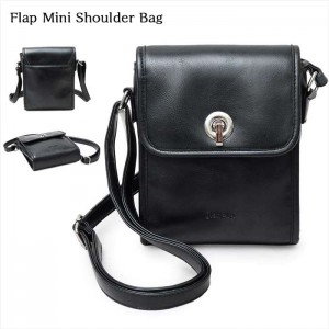 フラップミニショルダーバッグ MINI SHOULDER BAG 牛床革 スプリットレザー ボックス型 ミニバッグ glabella gl-024-F-BK