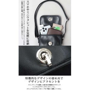 フラップミニショルダーバッグ MINI SHOULDER BAG 牛床革 スプリットレザー ボックス型 ミニバッグ glabella gl-024-F-BK