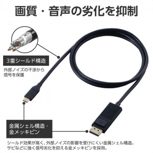 【即納】【代引不可】エレコム USB Type-C-DisplayPort 変換 ケーブル 1m 4K 60Hz ブラック エレコム CAC-CDP10BK2