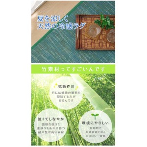 【北海道・沖縄・離島配送不可】【代引不可】竹 バンブー ラグ カーペット 正方形 約190×190cm 天然素材 抗菌 耐久性 ひんやり 冷感 中材に5mmウレタン使用 裏面不織布 無地 シンプル モダン DXフォース 夏用 IKEHIKO DFS190190