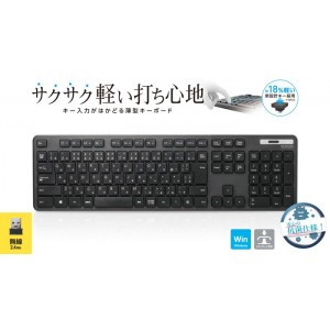 【代引不可】キーボード フルキーボード 薄型 無線 抗菌仕様 テンキー付 スタンド付 メンブレン方式 ブラック エレコム TK-FDM110TKBK