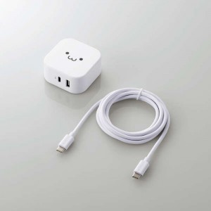 【即納】【代引不可】AC充電器 USB Power Delivery20W+12W C-Cケーブル付属+A×1 スマホ タブレット コンパクト 便利 ホワイトフェイス エレコム MPA-ACCP21WF