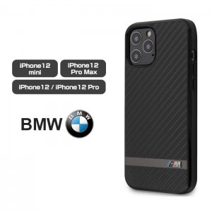 BMW公式ライセンス iPhone 12/iPhone 12 Pro リアルカーボン ハードケース メンズ シンプル エアージェイ BMHCP12MASCFBK