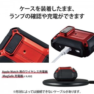 【代引不可】AirPods Pro 第2世代(2022)ケース カラビナ付 ワイヤレス充電 レッド エレコム AVA-AP4ZEROLRD