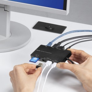 【代引不可】USB Type-C ドッキングステーション Type-Cケーブル HDMI USB 有線LAN 会議 ミーティング プレゼン オフィス用品 OA機器 サンワサプライ USB-DKM3BK