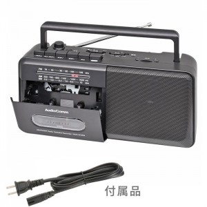 モノラルラジオカセットレコーダ AM,FM,SW受信 カセットテープ再生・録音 ワイドFM 2電源方式 単2形×4本使用 ブラック  OHM RCS-M150N