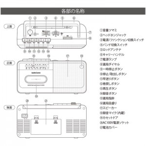 モノラルラジオカセットレコーダ AM,FM,SW受信 カセットテープ再生・録音 ワイドFM 2電源方式 単2形×4本使用 ブラック  OHM RCS-M150N