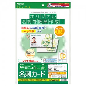 【代引不可】光沢タイプのカラーレーザー専用名刺カード サンワサプライ LBP-MMC10KN
