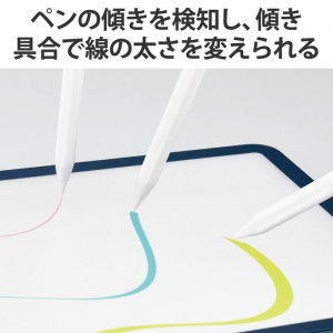 【代引不可】タッチペン スタイラスペン 充電式 USB Type-C 充電 傾き感知 誤作動防止 磁気吸着 樹脂ペン先 極細 D型 ペン先交換可 ホワイト エレコム P-TPACSTAP03WH