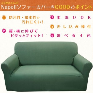 ソファーカバー Sofa Cover 肘付2人ナポリ Napoli ４カラー（グレージュ・ブラウン・モスグリーン・ネイビー） ソファ ストレッチ 撥水 はっ水 伸縮 防汚加工 水洗いOK 伸びる インテリア ファブリック Colors 452-020845-****