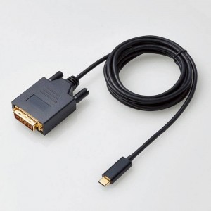 【代引不可】USB Type-C用 DVI 変換ケーブル 2.0m PC 映像 DP TV プロジェクター 出力 エレコム CAC-CDVI20BK