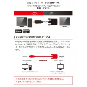 【代引不可】Display Port用 DV I変換ケーブル 1.0m PC 映像 DP TV プロジェクター 出力 エレコム CAC-DPDVI10BK