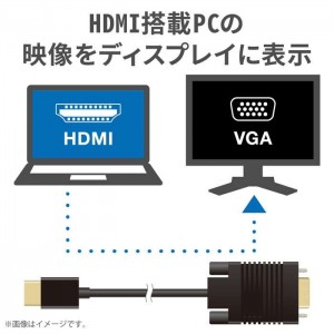 【即納】【代引不可】HDMI用 VGA 変換ケーブル 1.0m PC 映像 DP TV プロジェクター 出力 エレコム CAC-HDMIVGA10BK