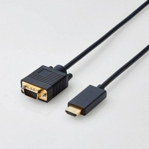 【代引不可】HDMI用 VGA 変換ケーブル 2.0m PC 映像 DP TV プロジェクター 出力 エレコム CAC-HDMIVGA20BK