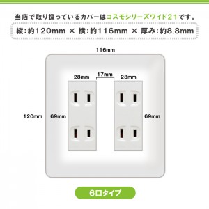 コンセントカバー 6口用 イラスト　22デザイン 001 ドレスマ ILS001-6-SOCKET