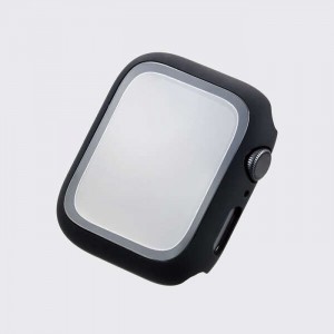 【代引不可】Apple Watch SE/Series 6/5/4 44mm フルカバーケース プレミアムガラス 2重構造 ブラック エレコム AW-44CSPCGBK