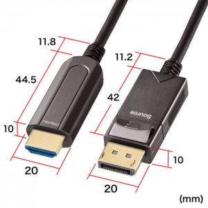 【代引不可】光ファイバーケーブル DisplayPort-HDMI変換光ファイバーケーブル 10m ディスプレイ テレビ プロジェクター 接続 映像 音声 出力 サンワサプライ KC-DPHDFB100