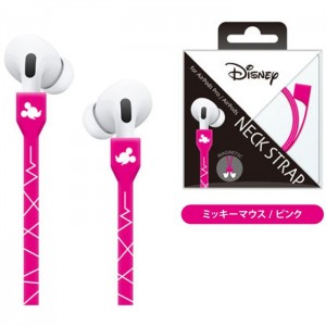 AirPods Pro/AirPods ネックストラップ シリコン 落下・紛失防止  Disney ミッキーマウス PGA PG-DNSTMKY