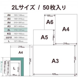 【代引不可】プリンター用紙 写真用紙 2L判 50枚 光沢 印画紙 最上級グレード紙 厚手 インクジェット用紙 ホワイト エレコム EJK-PRO2L50