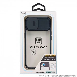 iPhone 14 / iPhone 13 ケース カバー NEWT IJOY CAP ブラック ガラスケース スライドカバーでレンズ保護 iPhoneケース サンクレスト i36FiJC01