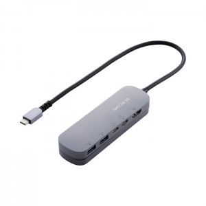 【即納】【代引不可】USB Type C ドッキングステーション ハブ 5-in-1 PD 90W出力 USB-C ×2 USB-A ×2 HDMI ×1 【 Windows 11 10 macOS iPadOS 対応 】 固定用スタンド付 シルバー エレコム DST-C19SV/EC