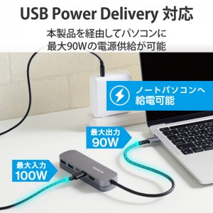 【即納】【代引不可】USB Type C ドッキングステーション ハブ 5-in-1 PD 90W出力 USB-C ×2 USB-A ×2 HDMI ×1 【 Windows 11 10 macOS iPadOS 対応 】 固定用スタンド付 シルバー エレコム DST-C19SV/EC