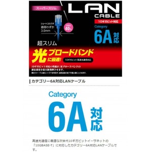 【即納】【代引不可】LANケーブル CAT6A 20m 10Gbps スーパースリム 高速光通信対応 爪折れ防止 ブルー エレコム LD-GPASS/BU20