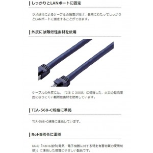 【代引不可】LANケーブル CAT8 2m 40Gbps 2000MHz スタンダード 爆速 高速光通信 爪折れ防止 ブルーメタリック エレコム LD-OCTT/BM20