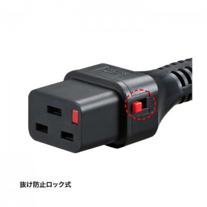 【代引不可】抜け防止ロック 電源コード・2m サンワサプライ APW15-C20C19LK02