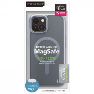 iPhone 15/14/13用 MagSafe対応 ハイブリッドケース [メタリック/シルバー] PGA PG-23AMGPT05SV