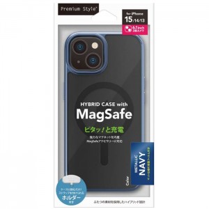 iPhone 15/14/13用 MagSafe対応 ハイブリッドケース [メタリック/ネイビー] PGA PG-23AMGPT06NV