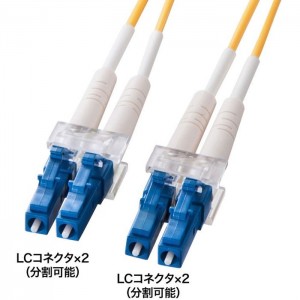 【代引不可】メガネ型光ファイバケーブル（シングル8.6μm、LC×2-LC×2、2m） サンワサプライ HKB-LCLC1-02N