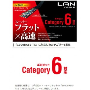 【代引不可】LANケーブル CAT6 20m スーパーフラット 1Gbps 超高速 PC インターネット 接続 エレコム LD-GF2/20