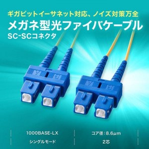 【即納】【代引不可】メガネ型光ファイバケーブル（シングル8.6μm、SC×2-SC×2、1m） サンワサプライ HKB-SCSC1-01N