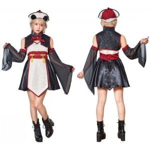 HW ニーハオパンダキョンシー コスチューム レディースサイズ 女性 パンダ キョンシー ハロウィン コスプレ 衣装 仮装 変装 クリアストーン 4560320899563