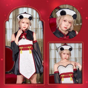 HW ニーハオパンダキョンシー コスチューム レディースサイズ 女性 パンダ キョンシー ハロウィン コスプレ 衣装 仮装 変装 クリアストーン 4560320899563